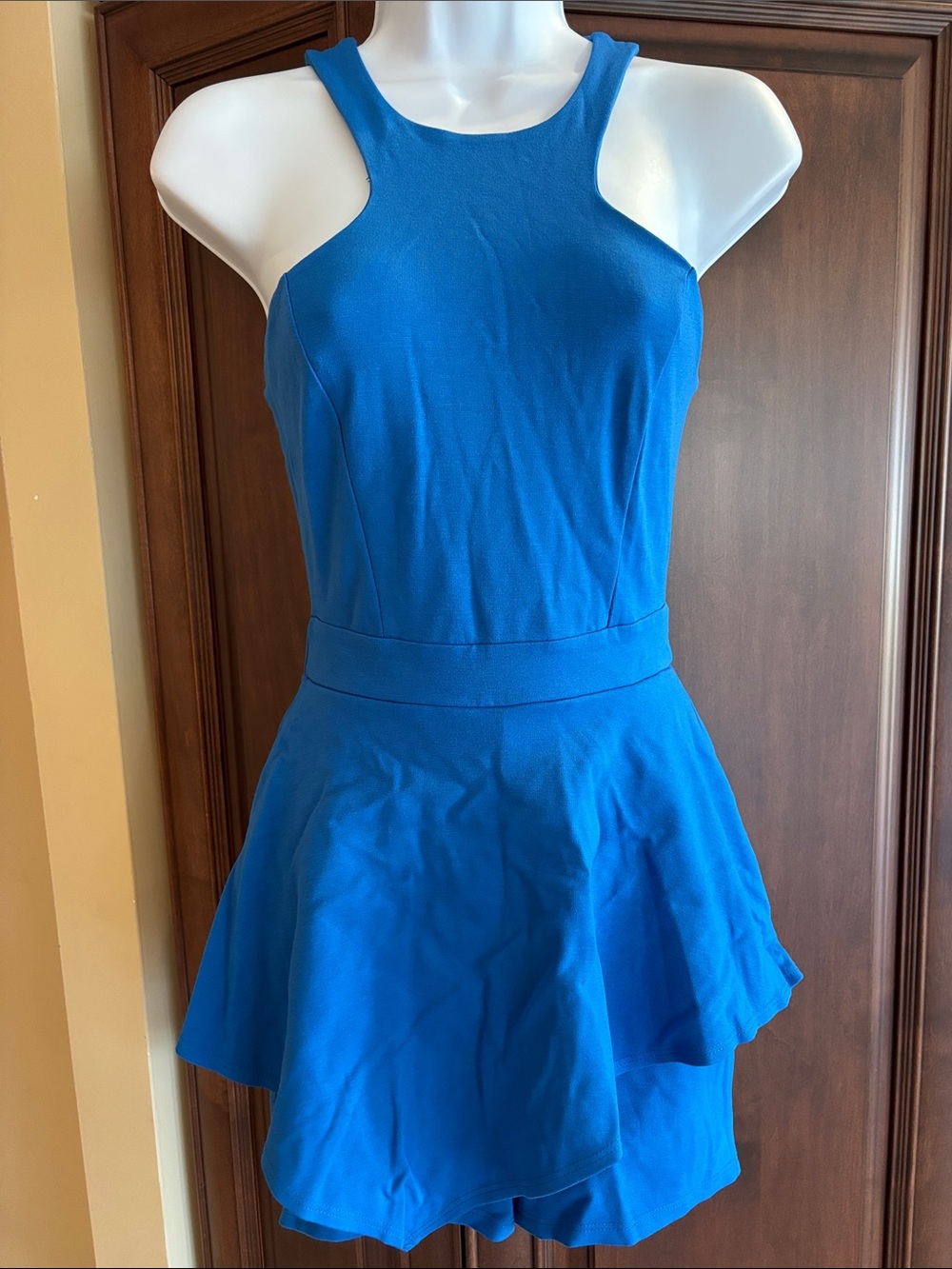 Solemio Bright Blue Sleeveless Fit-Style Romper